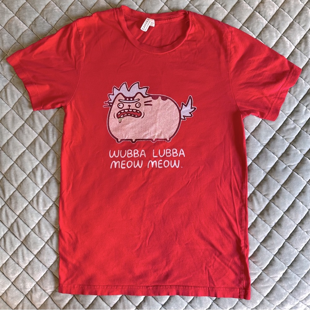 Rick and Morty Cat T-shirt red - 100% cotton- unisex- adult small
